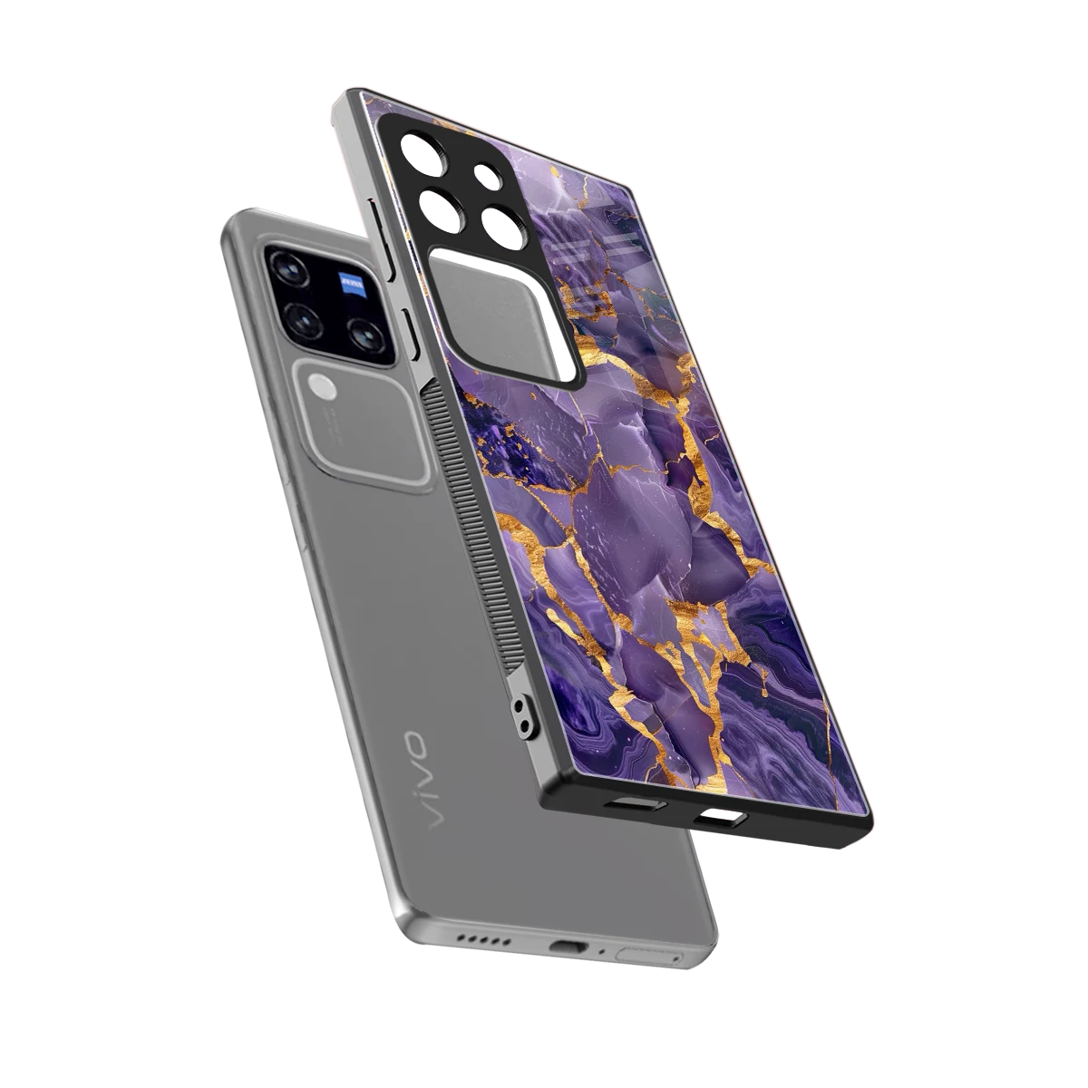 Royal Amethyst sleekvivo v30 pro cover with tempered glass back and TPU edges