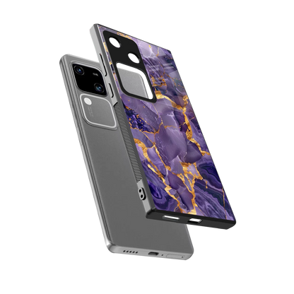 Royal Amethyst sleek vivo v30 cover with tempered glass back and TPU edges