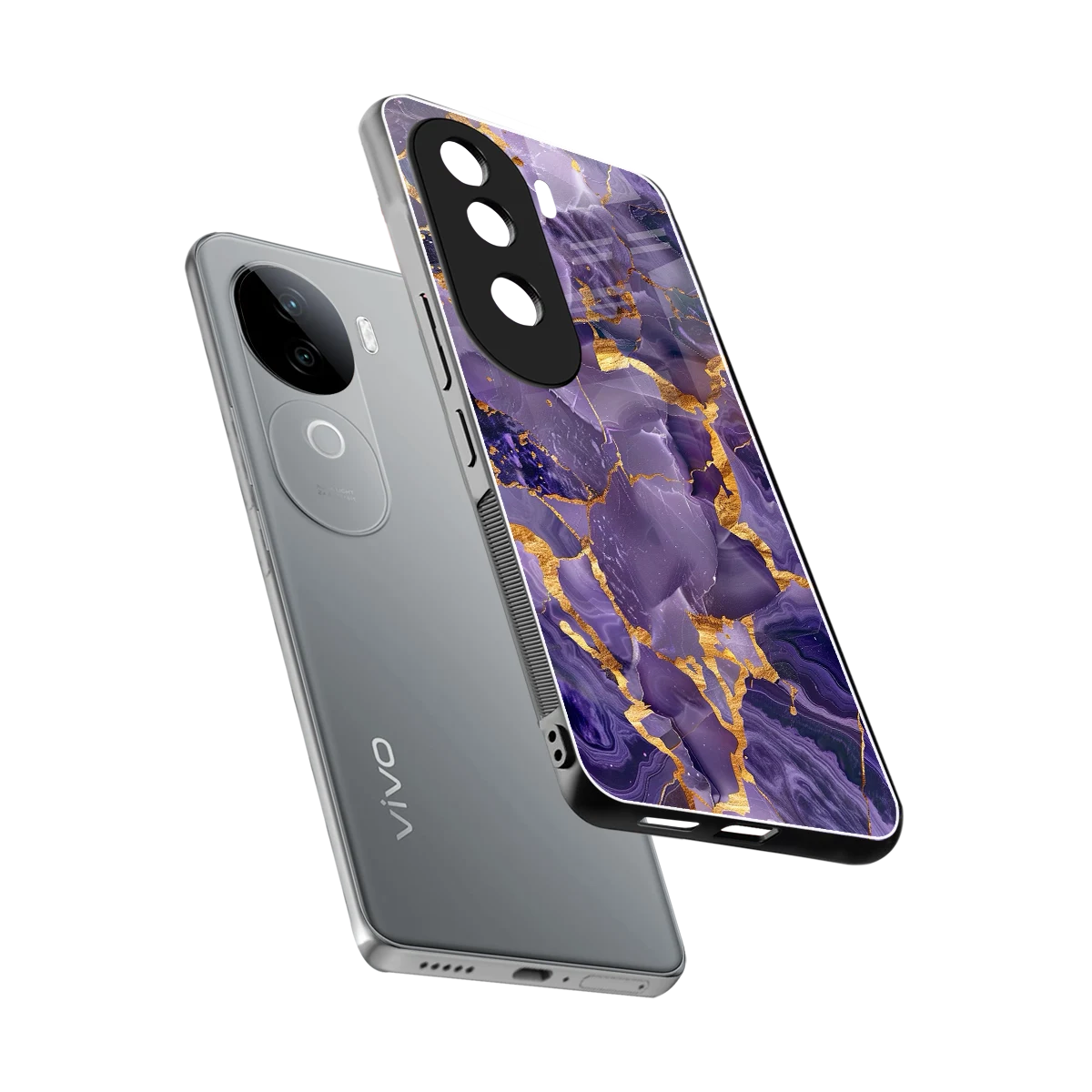 Royal Amethyst sleek vivo v40e cover with tempered glass back and TPU edges