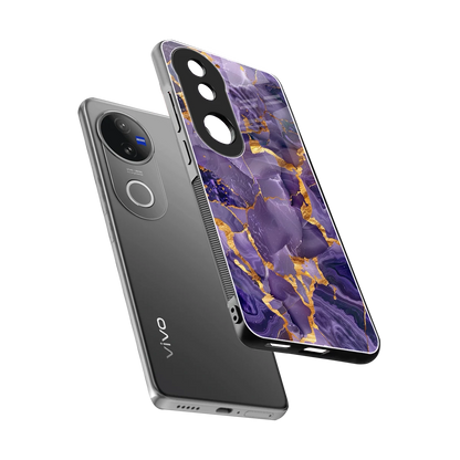 Royal Amethyst sleek vivo v50 cover with tempered glass back and TPU edges