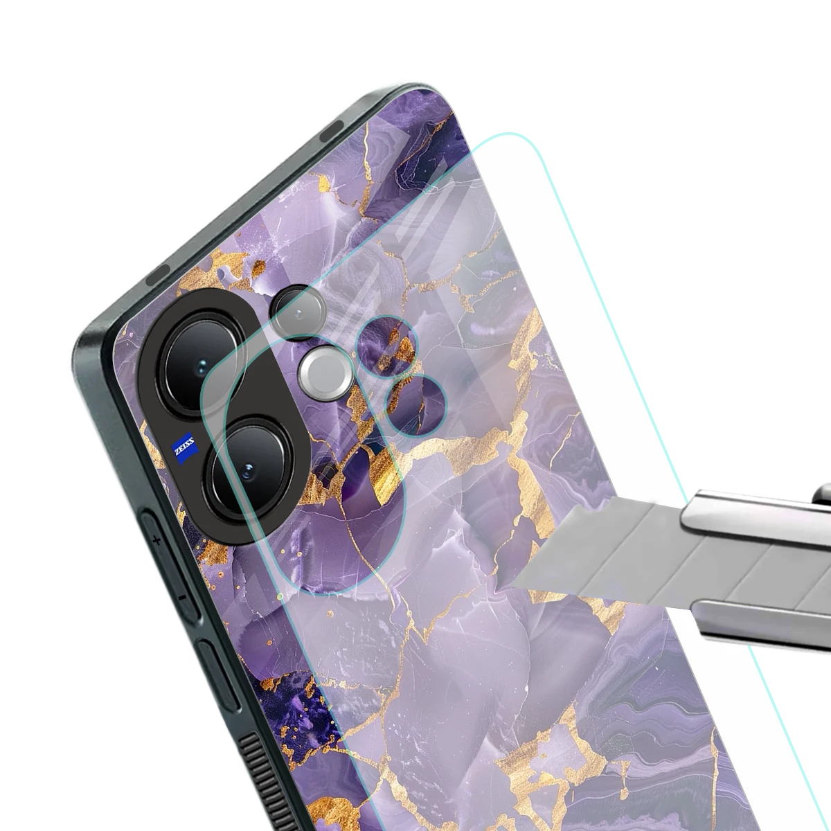 Royal Amethyst stylish phone case for vivo v60 | glossy glass and slim fit