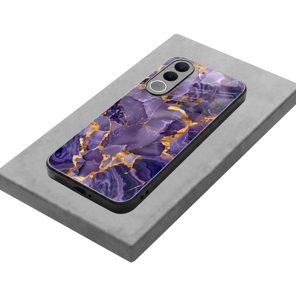 Royal Amethyst stylish phone case for vivo v70 fe | glossy glass and slim fit
