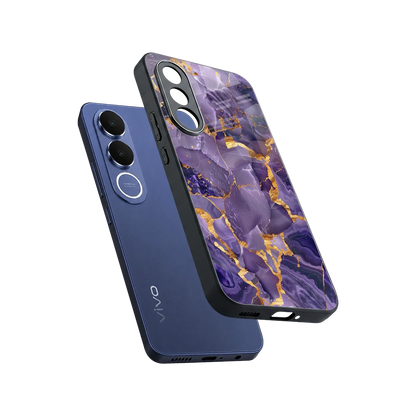 Royal Amethyst sleek vivo v70 fe cover with tempered glass back and TPU edges