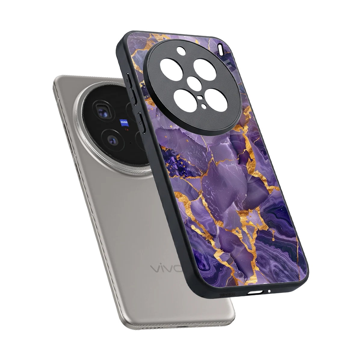 Royal Amethyst sleek vivo x200 pro cover with tempered glass back and TPU edges