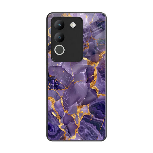 Royal Amethyst back phone cover | glass case for vivo y200 5g