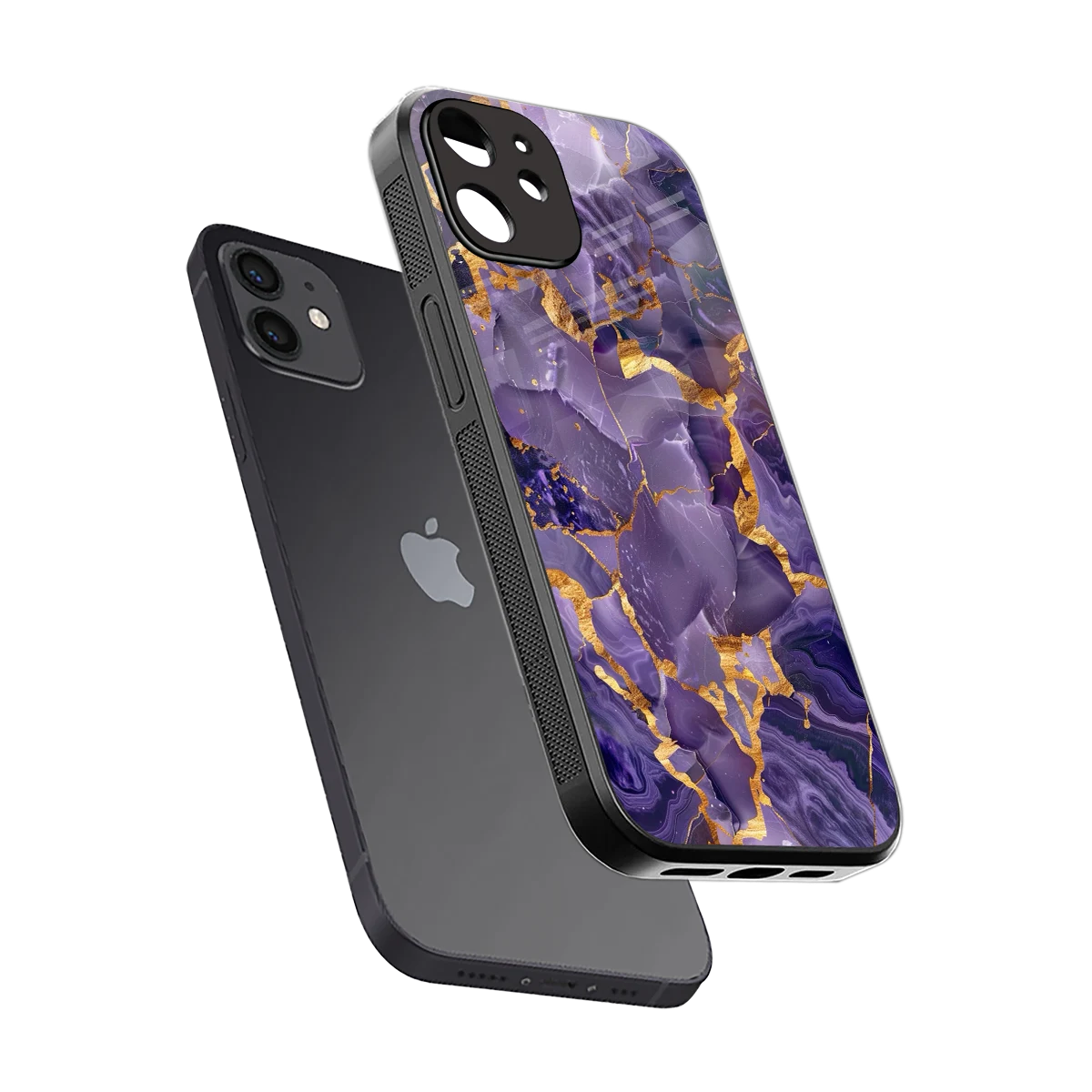 Royal Amethyst sleek iphone 12 cover with tempered glass back and TPU edges