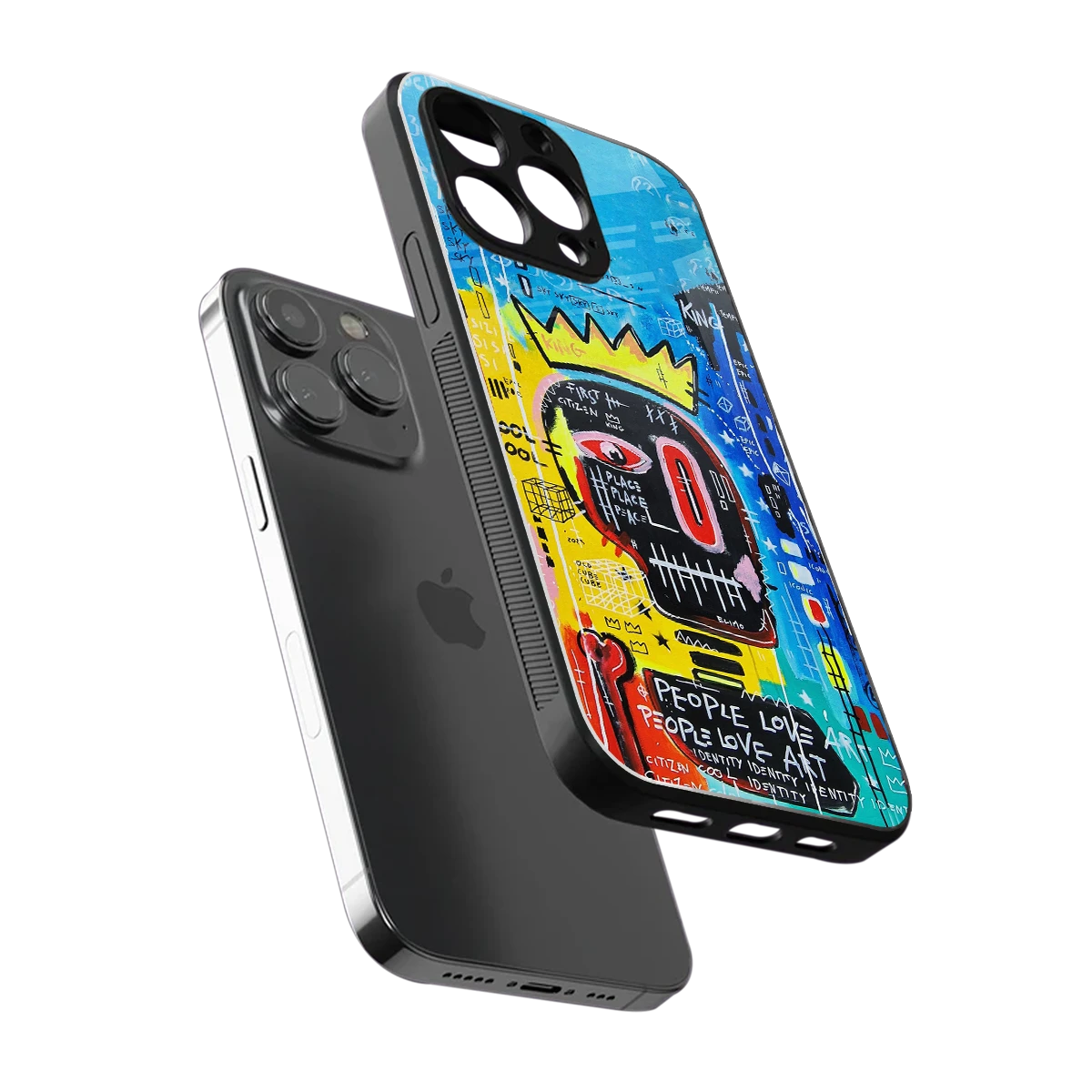 Royal Graffiti sleek iphone 14 pro max cover with tempered glass back and TPU edges