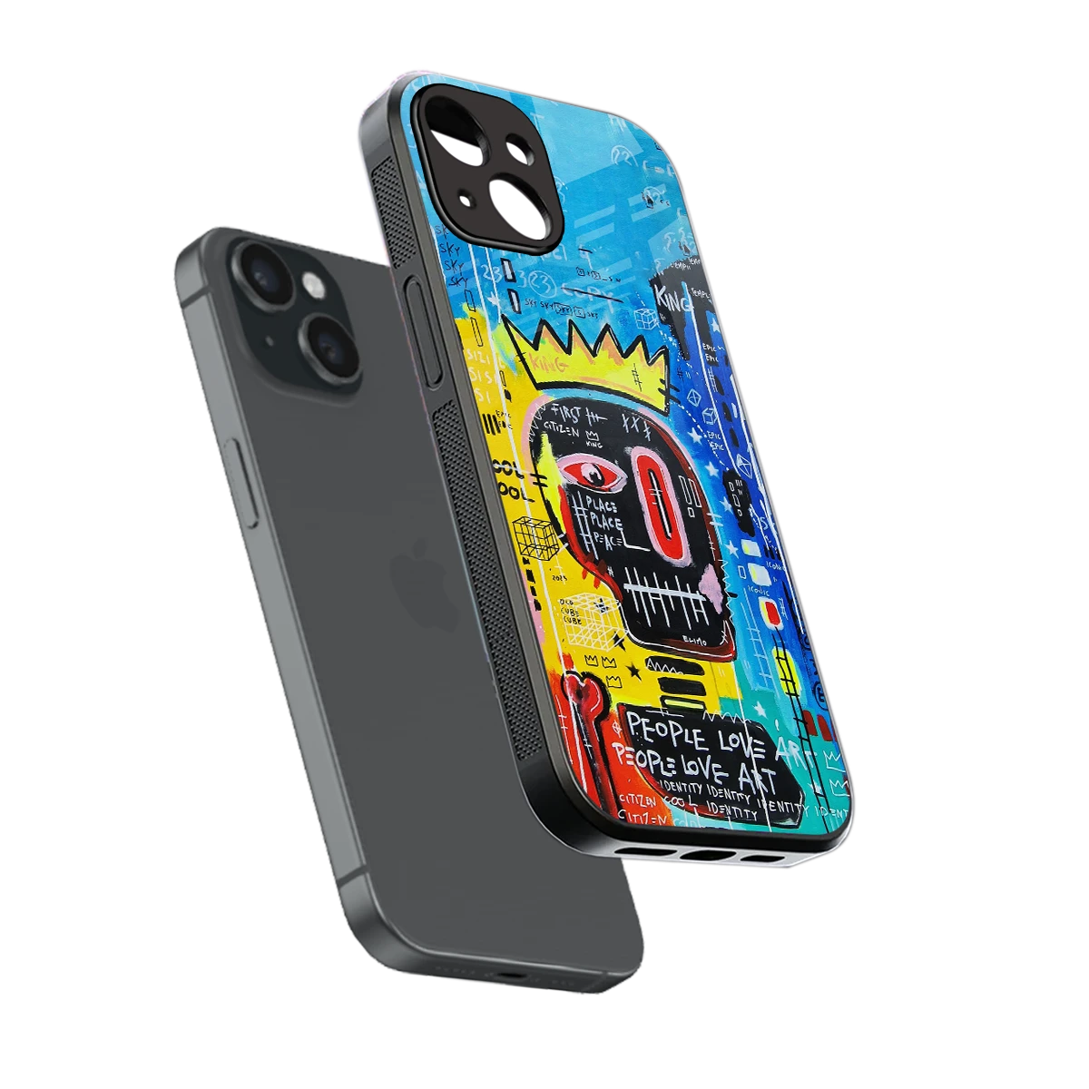 Royal Graffiti sleek iphone 15 cover with tempered glass back and TPU edges