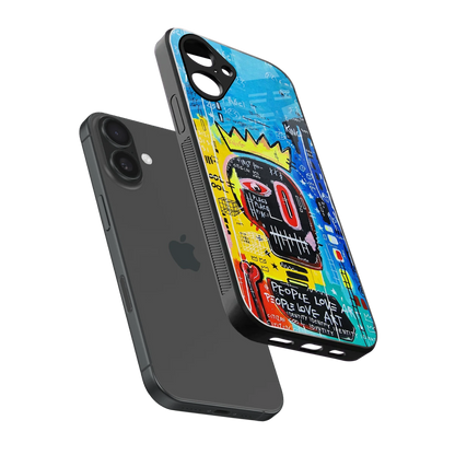 Royal Graffiti sleek iPhone 16 cover with tempered glass back and TPU edges