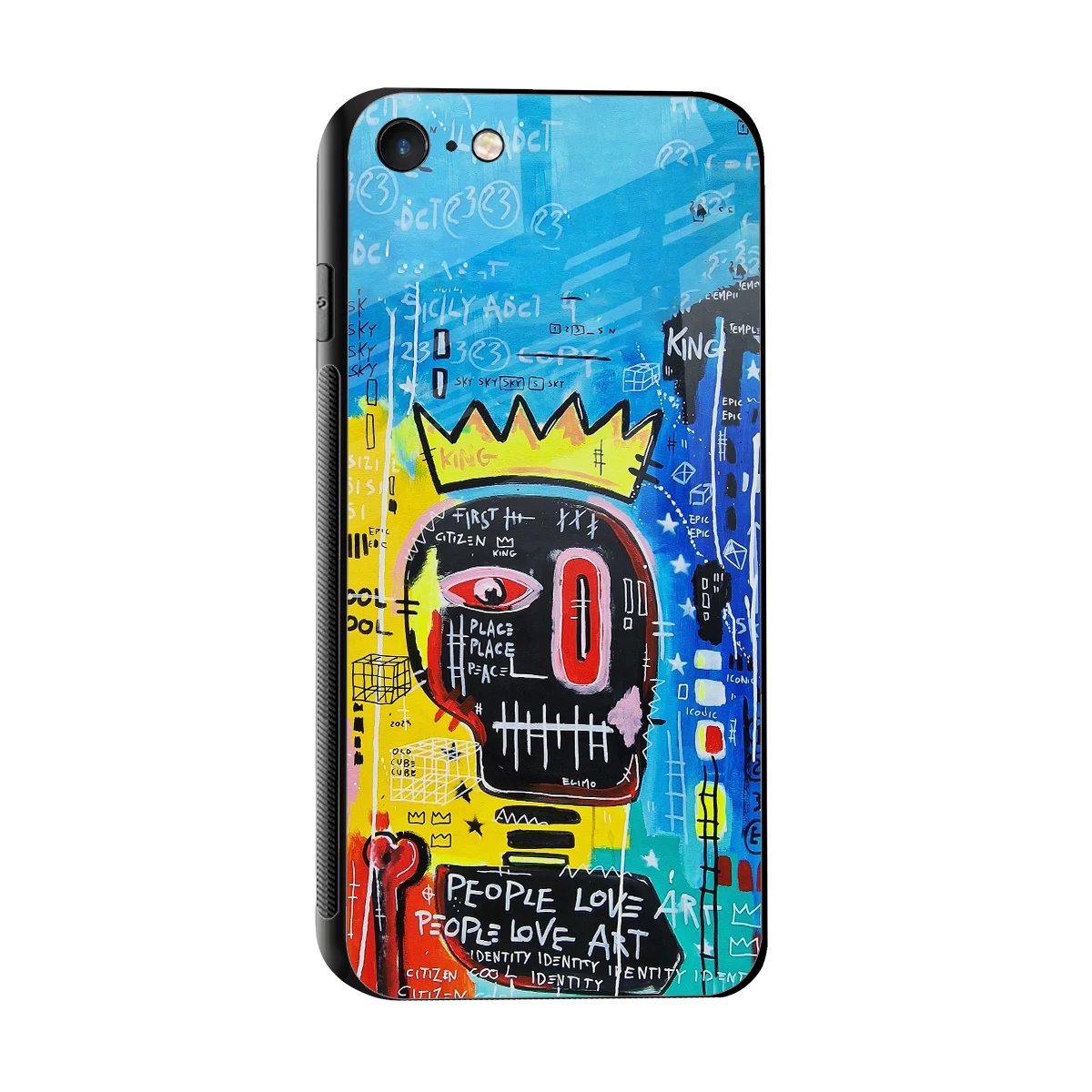Royal Graffiti sleek iphone 7 cover with tempered glass back and TPU edges