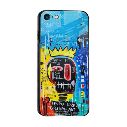 Royal Graffiti sleek iphone 7 cover with tempered glass back and TPU edges