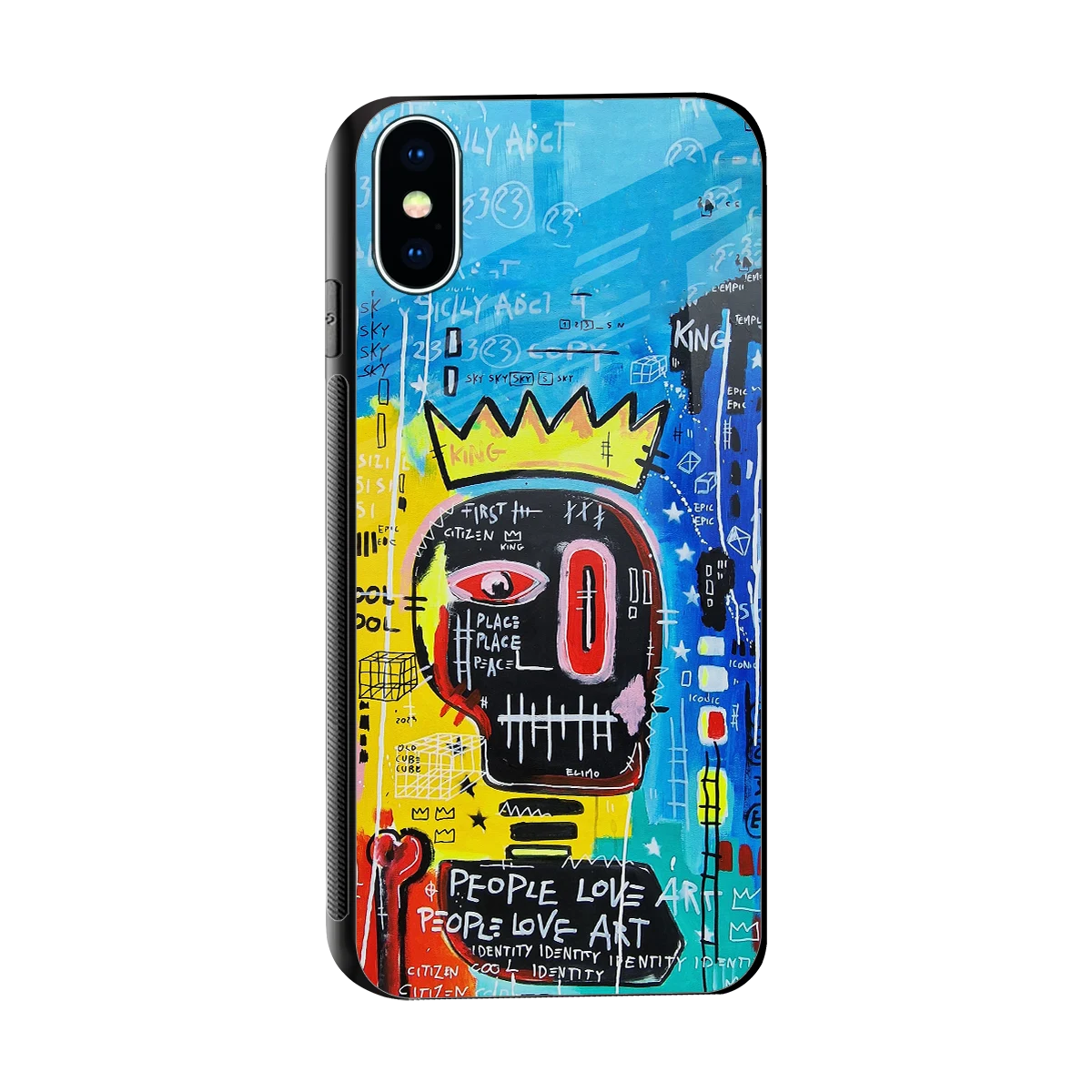 Royal Graffiti sleek iphone x cover with tempered glass back and TPU edges