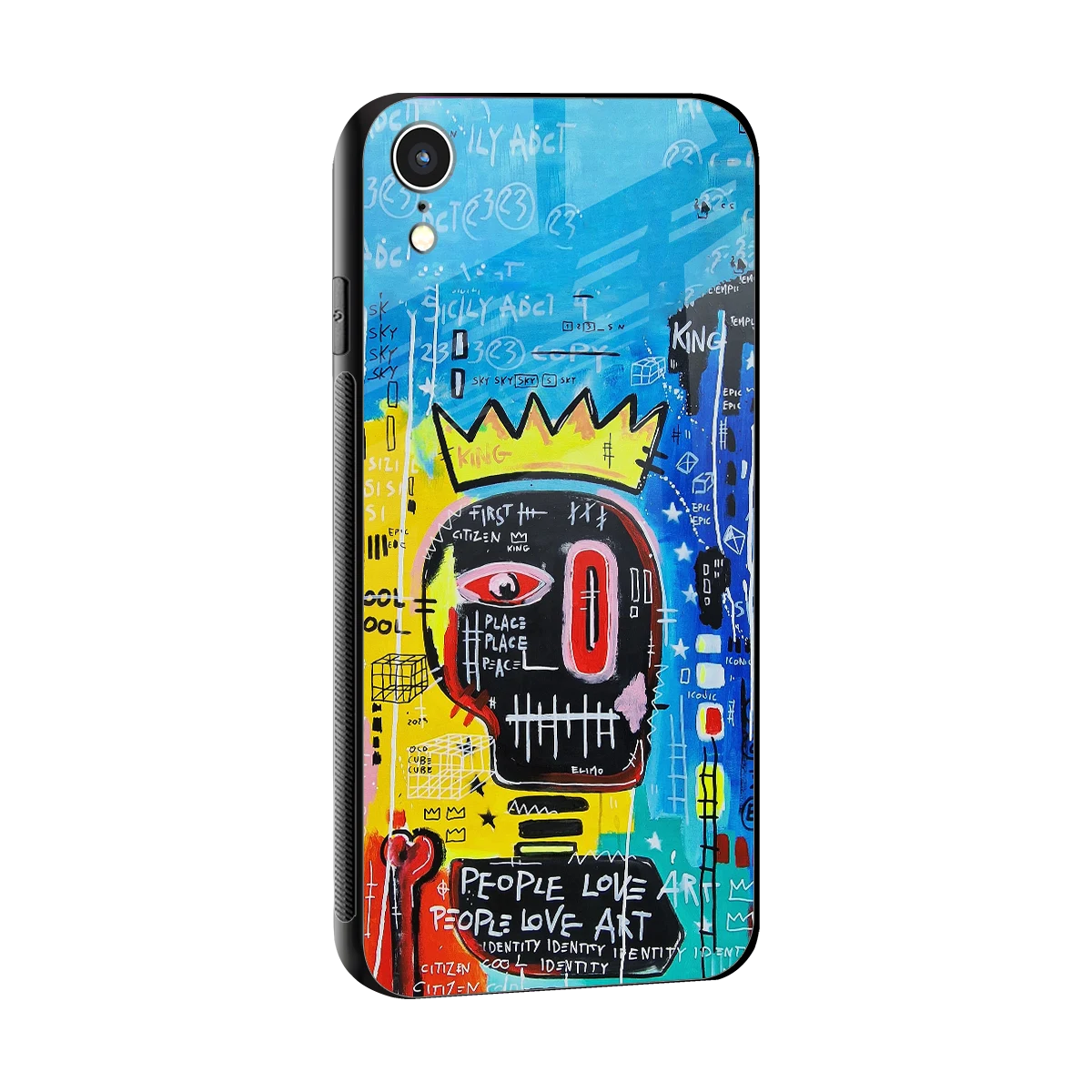 Royal Graffiti sleek iphone xr cover with tempered glass back and TPU edges