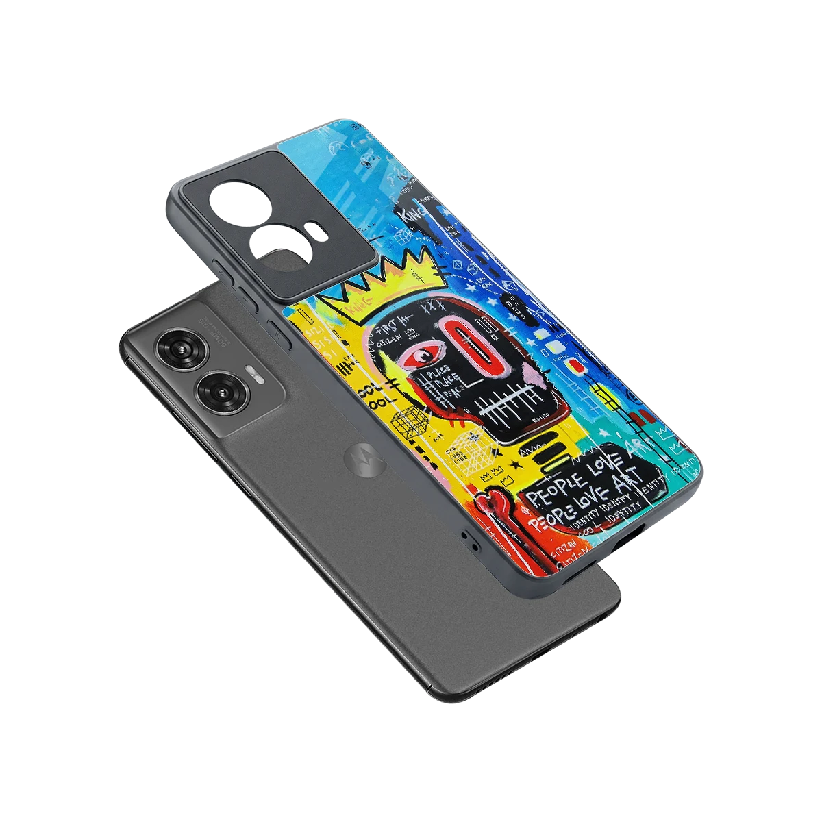 Royal Graffiti sleek motorola edge 50 fusion cover with tempered glass back and TPU edges