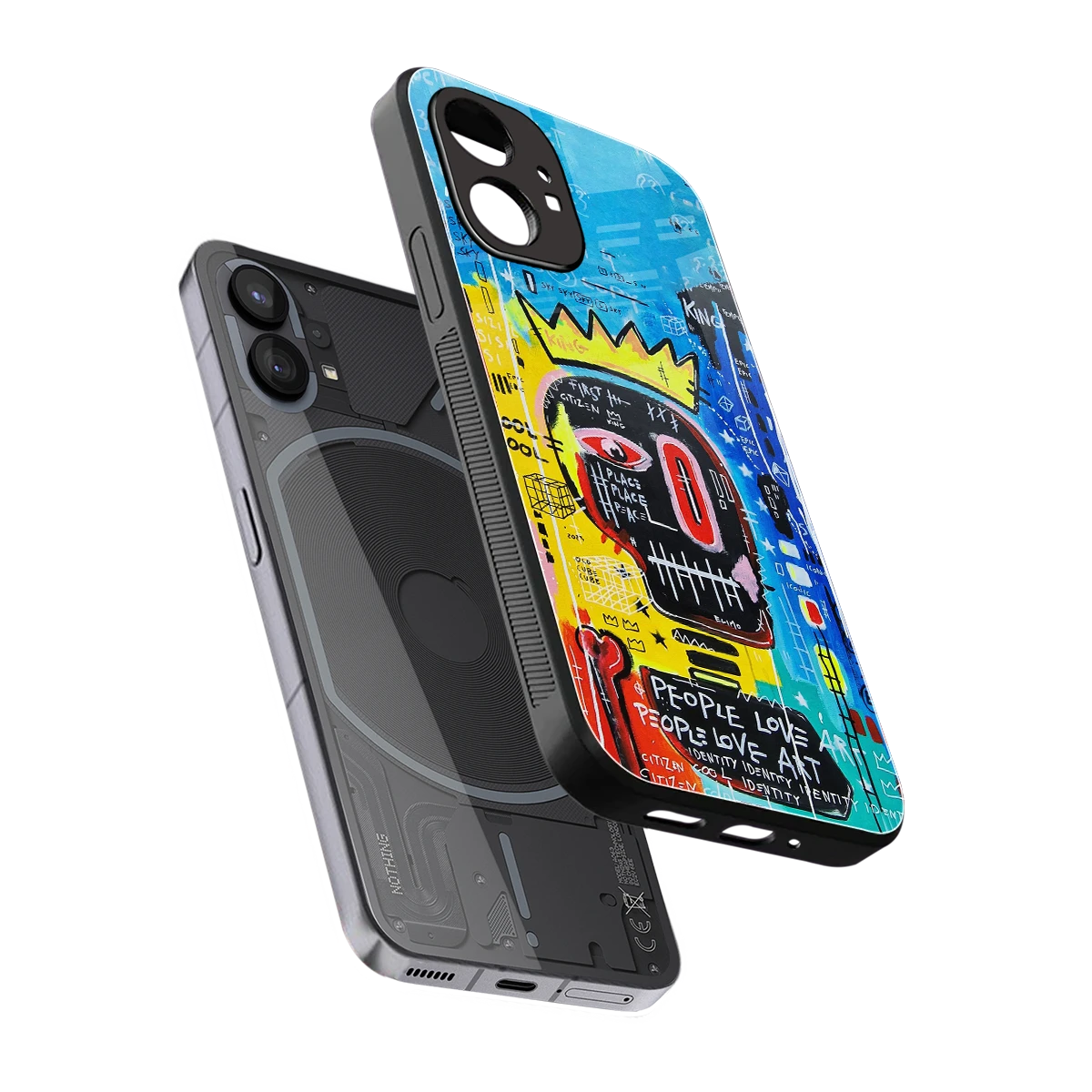 Royal Graffiti sleek nothing phone 1 cover with tempered glass back and TPU edges