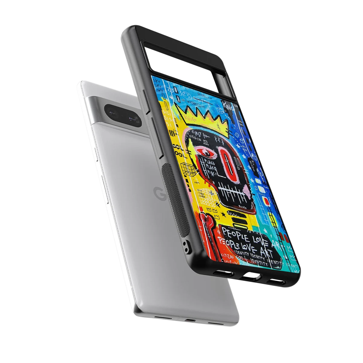 Royal Graffiti sleek google pixel 7 cover with tempered glass back and TPU edges