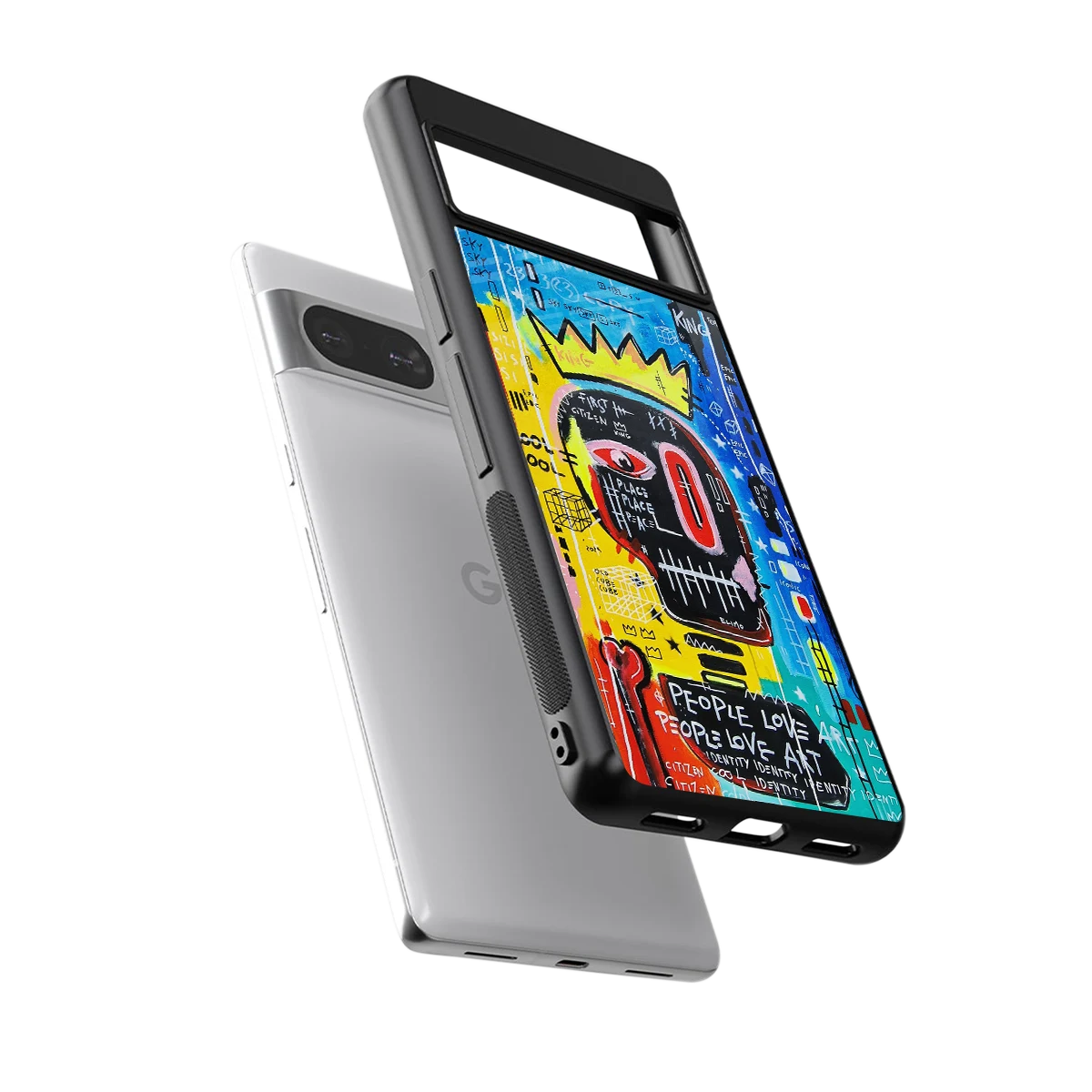 Royal Graffiti sleek google pixel 8 cover with tempered glass back and TPU edges