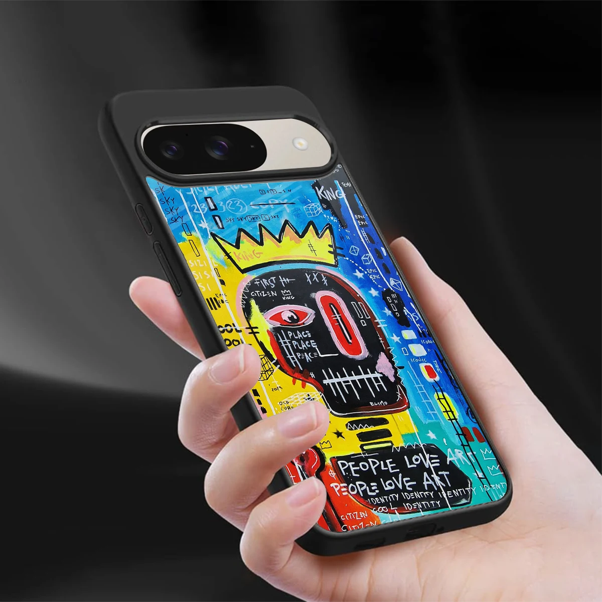 Royal Graffiti sleek google pixel 9 cover with tempered glass back and TPU edges