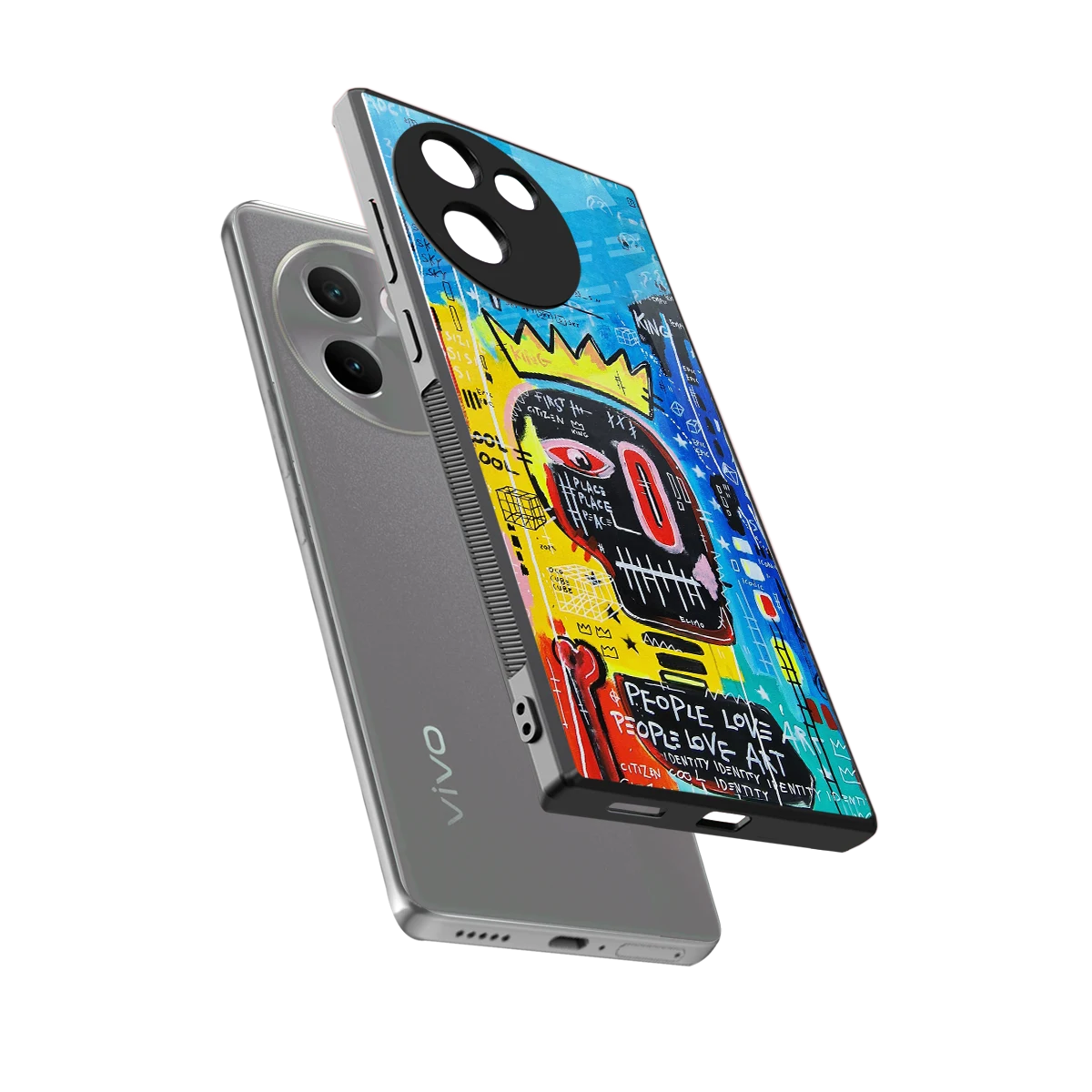 Royal Graffiti sleek vivo v30e cover with tempered glass back and TPU edges