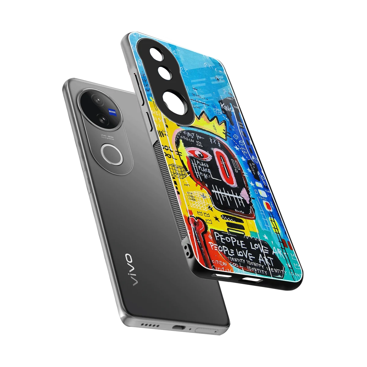 Royal Graffiti sleek vivo v50 cover with tempered glass back and TPU edges