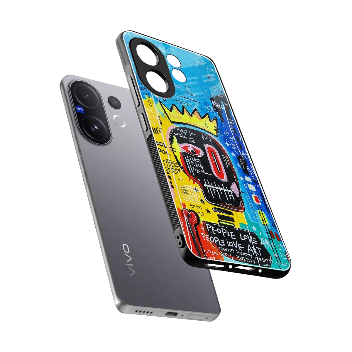 Royal Graffiti sleek vivo v60 cover with tempered glass back and TPU edges