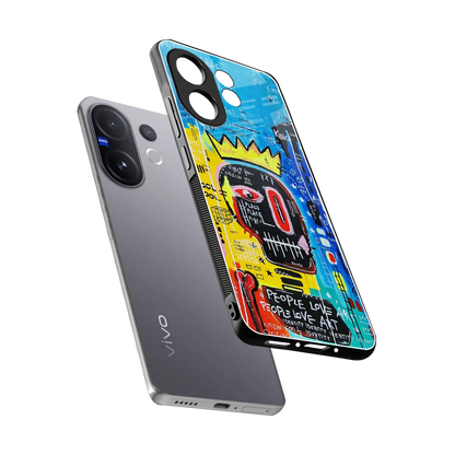 Royal Graffiti sleek vivo v60 cover with tempered glass back and TPU edges