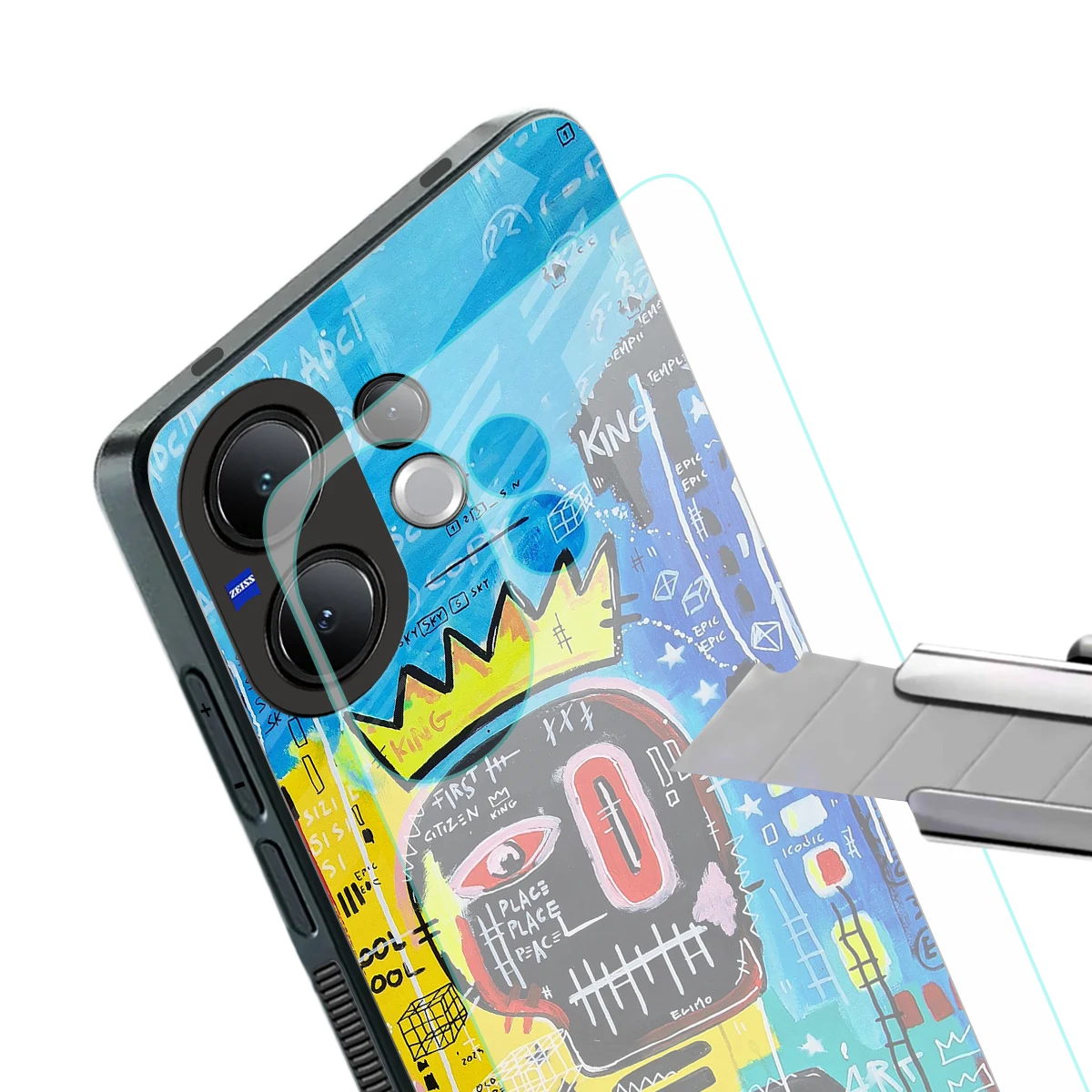 Royal Graffiti stylish phone case for vivo v60 | glossy glass and slim fit