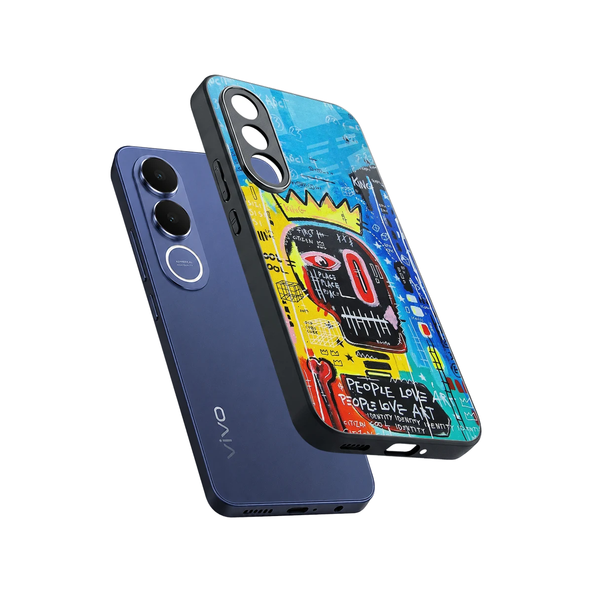 Royal Graffiti sleek vivo v70 fe cover with tempered glass back and TPU edges