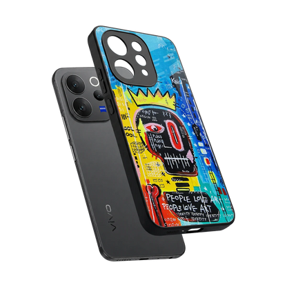 Royal Graffiti sleek vivo v70 cover with tempered glass back and TPU edges