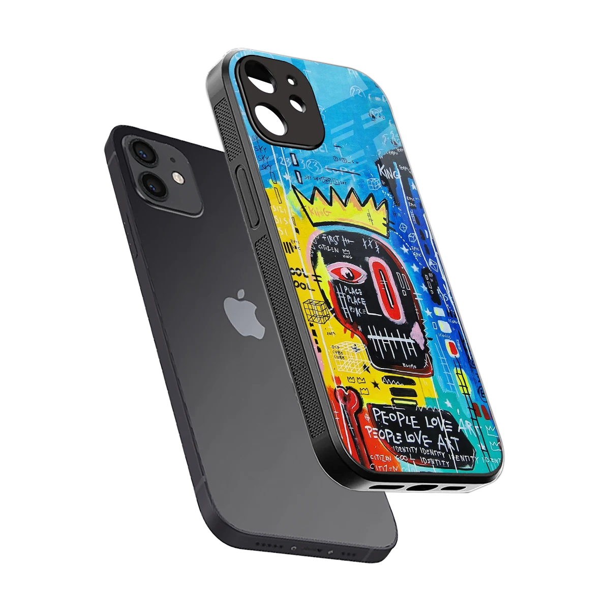 Royal Graffiti sleek iphone 12 cover with tempered glass back and TPU edges