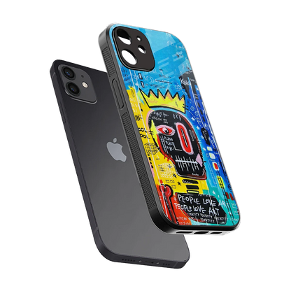 Royal Graffiti sleek iphone 12 cover with tempered glass back and TPU edges