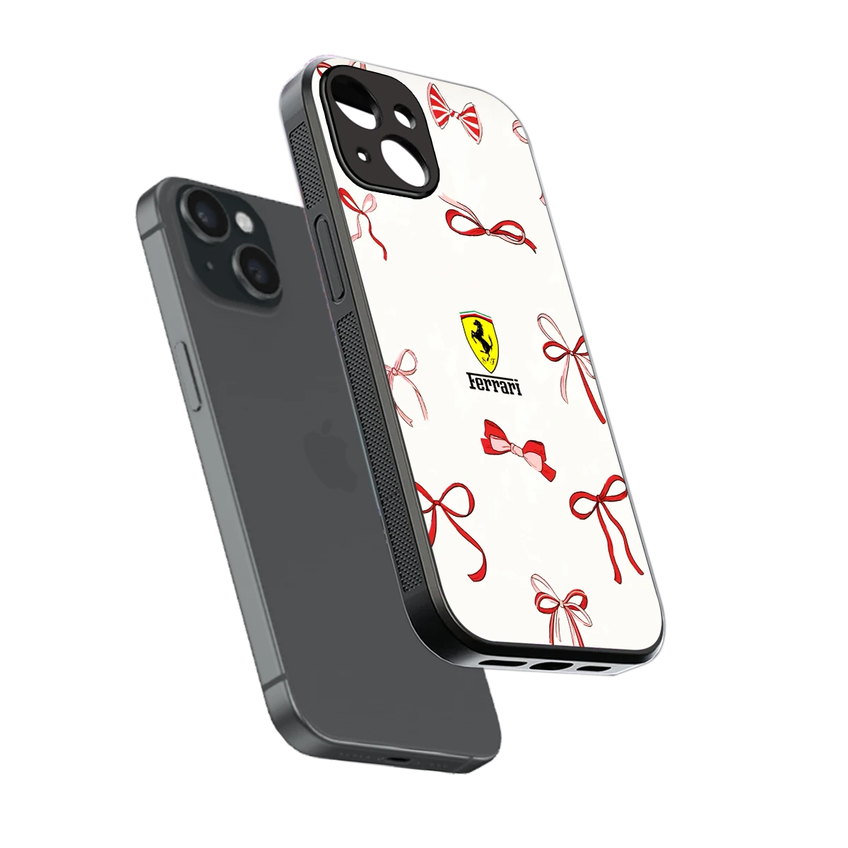 SF X Bows sleek iphone 13 cover with tempered glass back and TPU edges