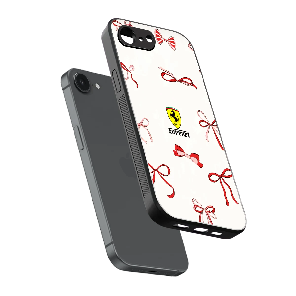 SF X Bows sleek iphone 17e cover with tempered glass back and TPU edges