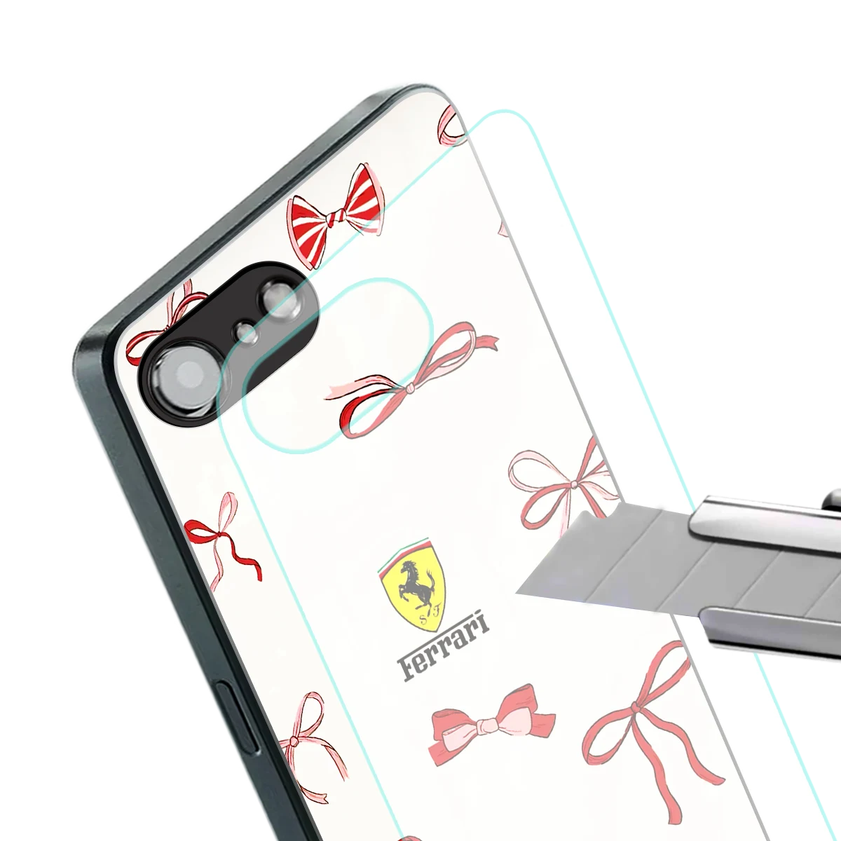 SF X Bows stylish phone case for iphone 16e | glossy glass and slim fit