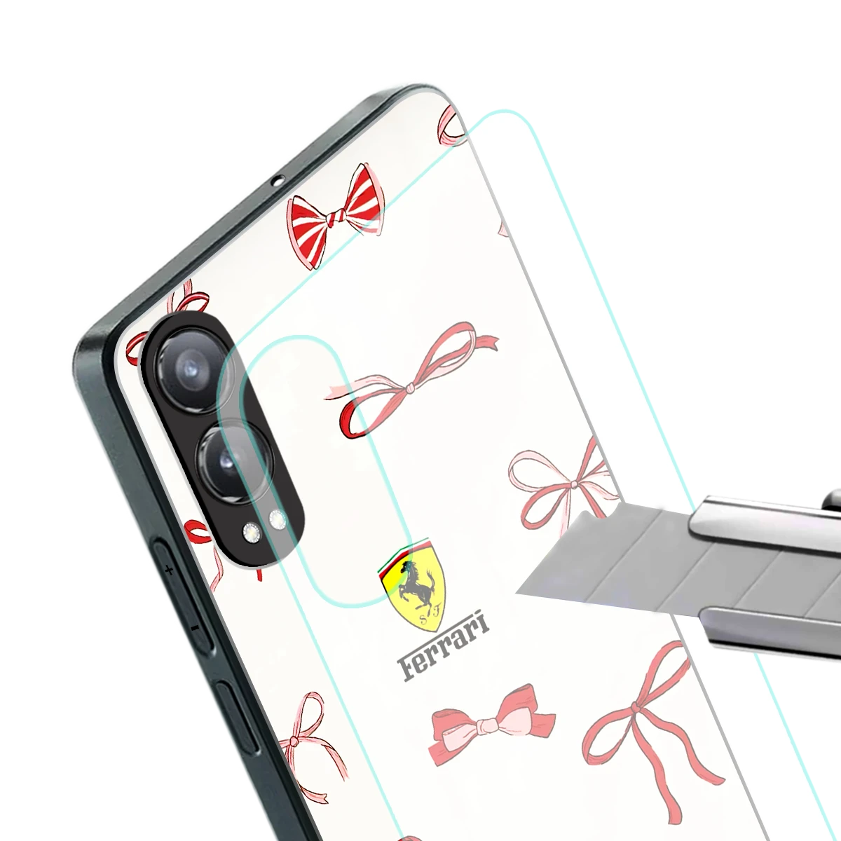 SF X Bows stylish phone case for oneplus nord ce 4 lite | glossy glass and slim fit