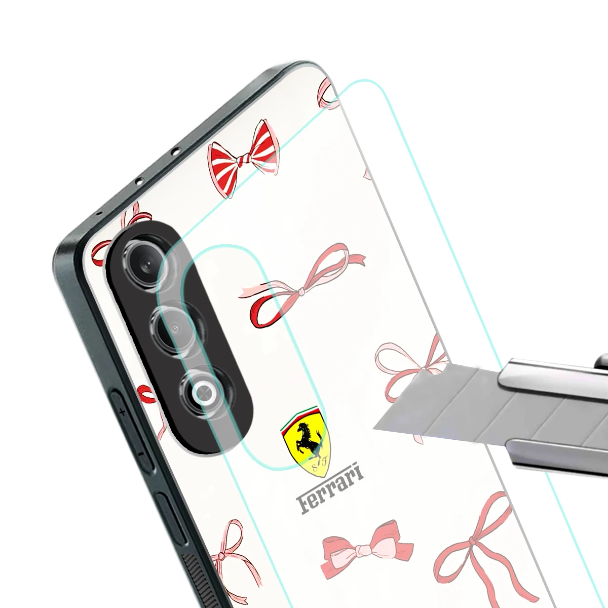 SF X Bows stylish phone case for oneplus nord ce 4 | glossy glass and slim fit