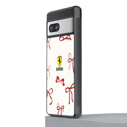 SF X Bows stylish phone case for google pixel 7a | glossy glass and slim fit
