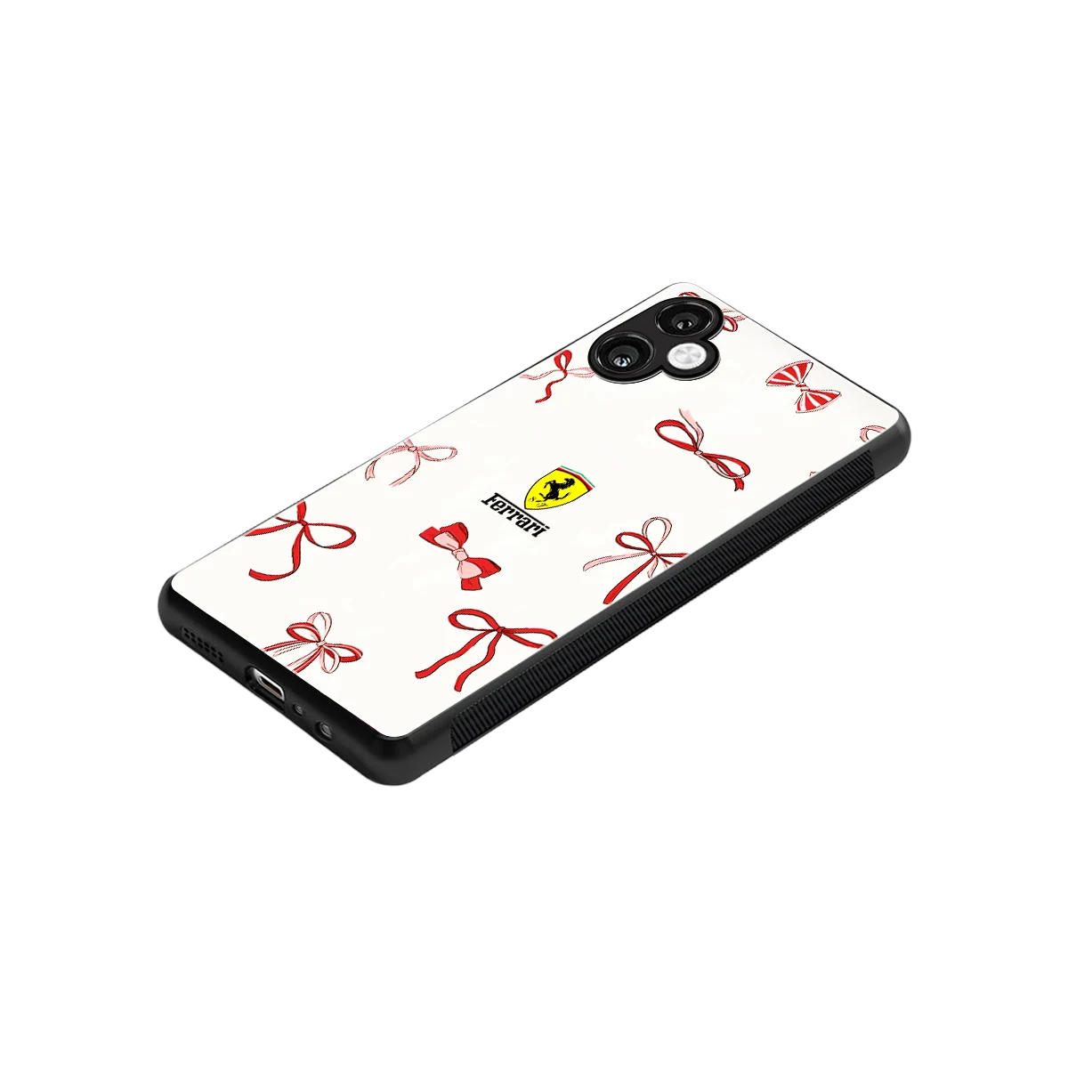 SF X Bows stylish phone case for samsung galaxy a06 5g | glossy glass and slim fit