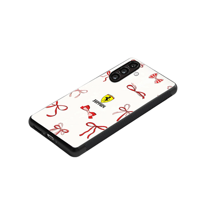 SF X Bows stylish phone case for samsung galaxy a55 5g | glossy glass and slim fit