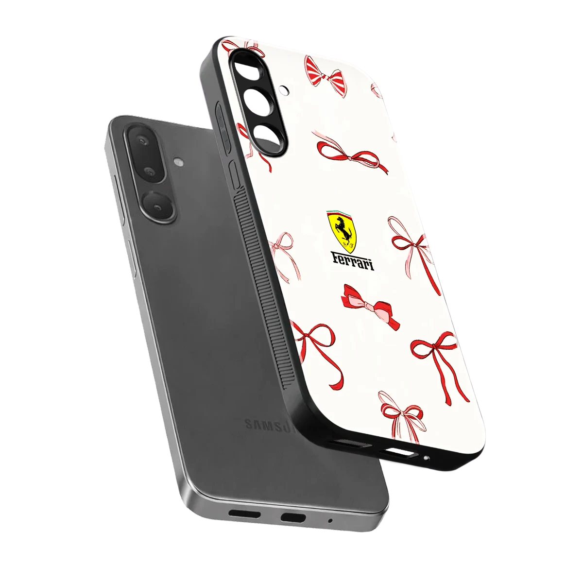 SF X Bows sleek samsung galaxy m56 5g cover with tempered glass back and TPU edges