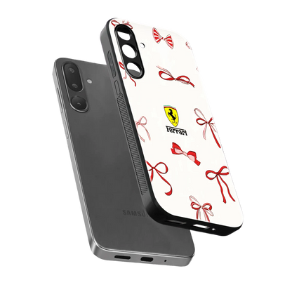 SF X Bows sleek samsung galaxy m56 5g cover with tempered glass back and TPU edges