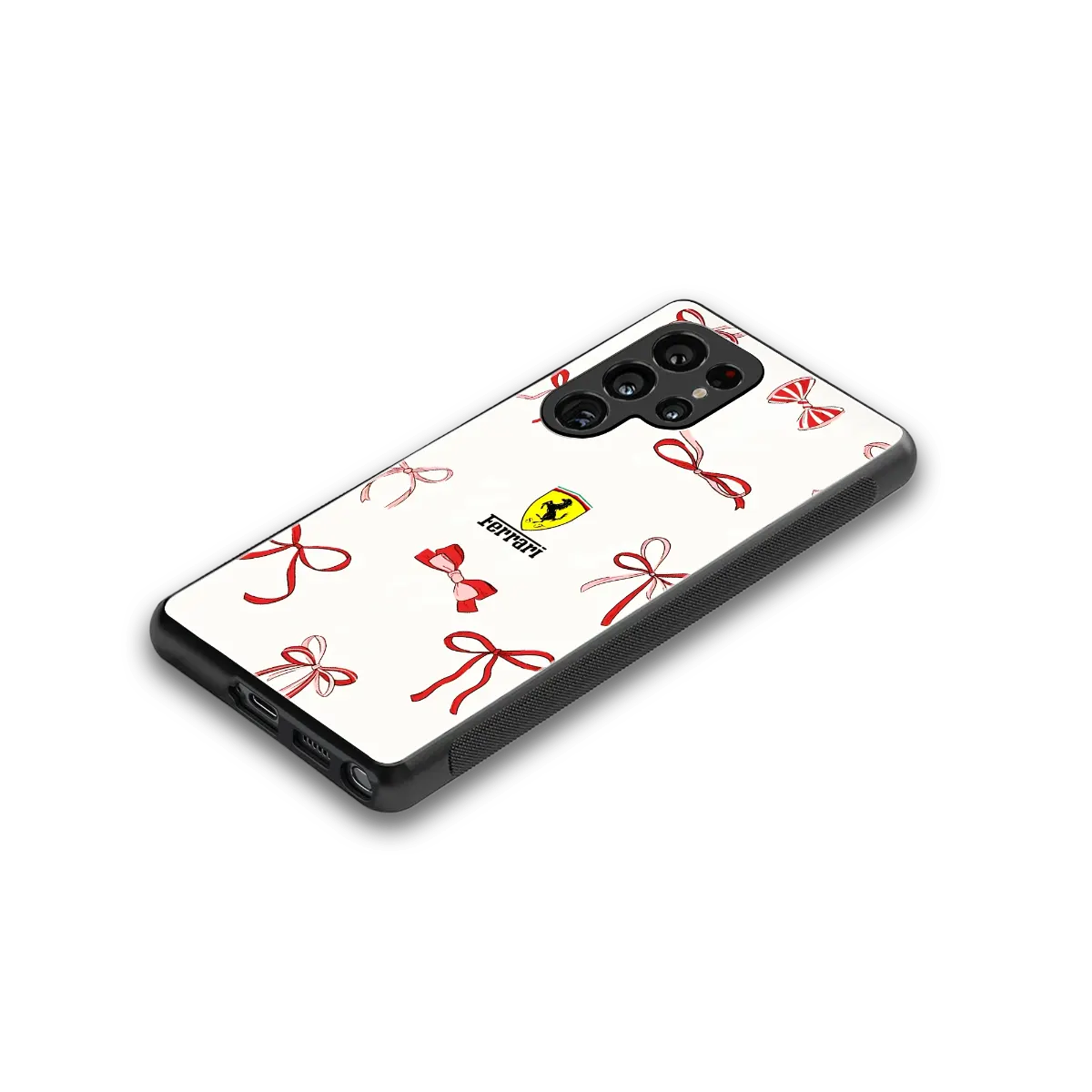 SF X Bows stylish phone case for samsung galaxy s25 ultra | glossy glass and slim fit