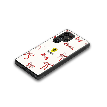 SF X Bows stylish phone case for samsung galaxy s25 ultra | glossy glass and slim fit