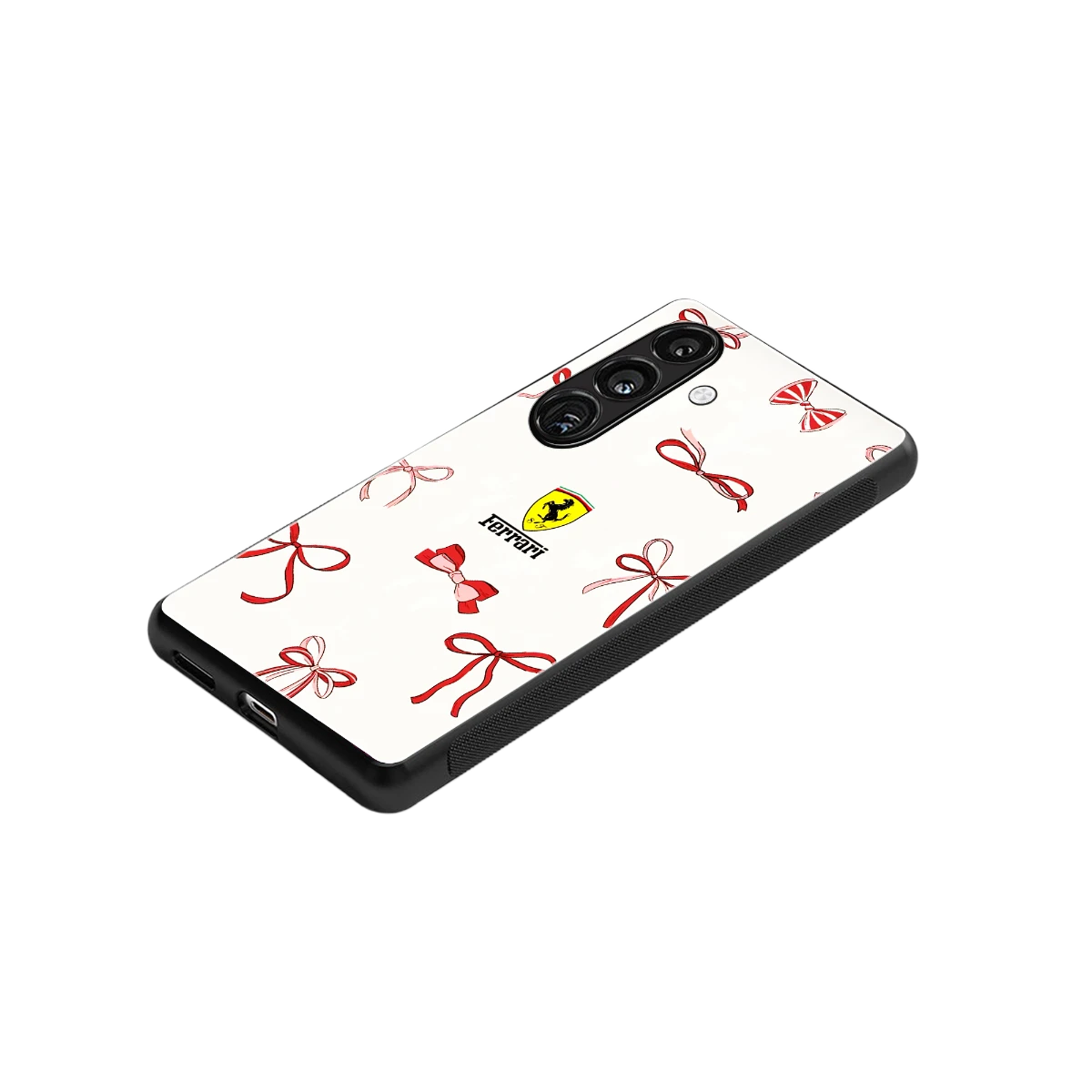 SF X Bows stylish phone case for samsung galaxy s24 | glossy glass and slim fit