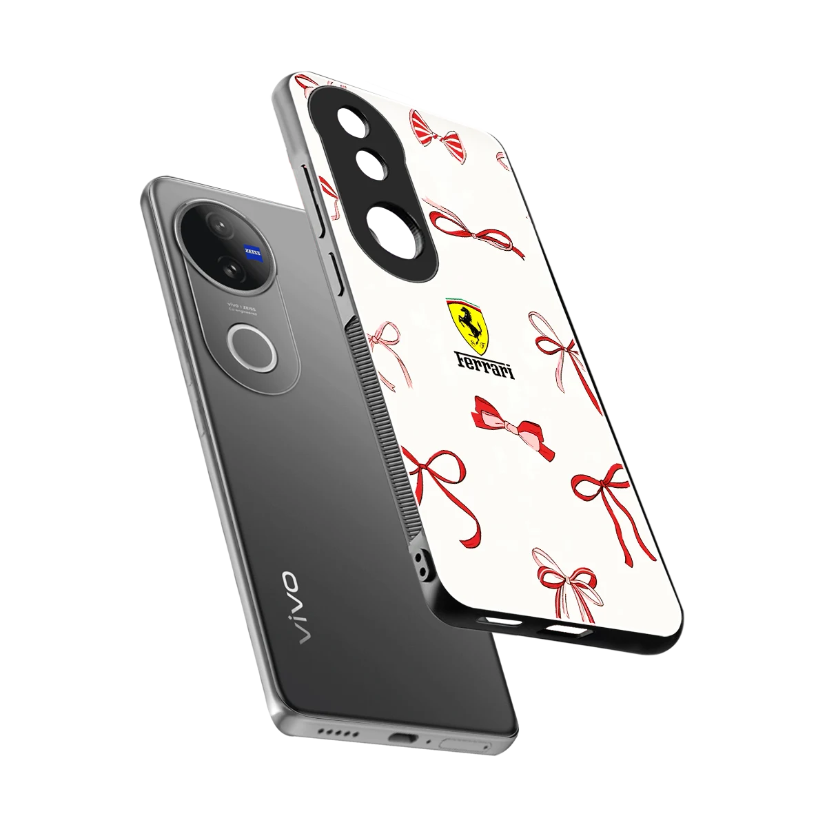 SF X Bows sleek vivo v50 cover with tempered glass back and TPU edges