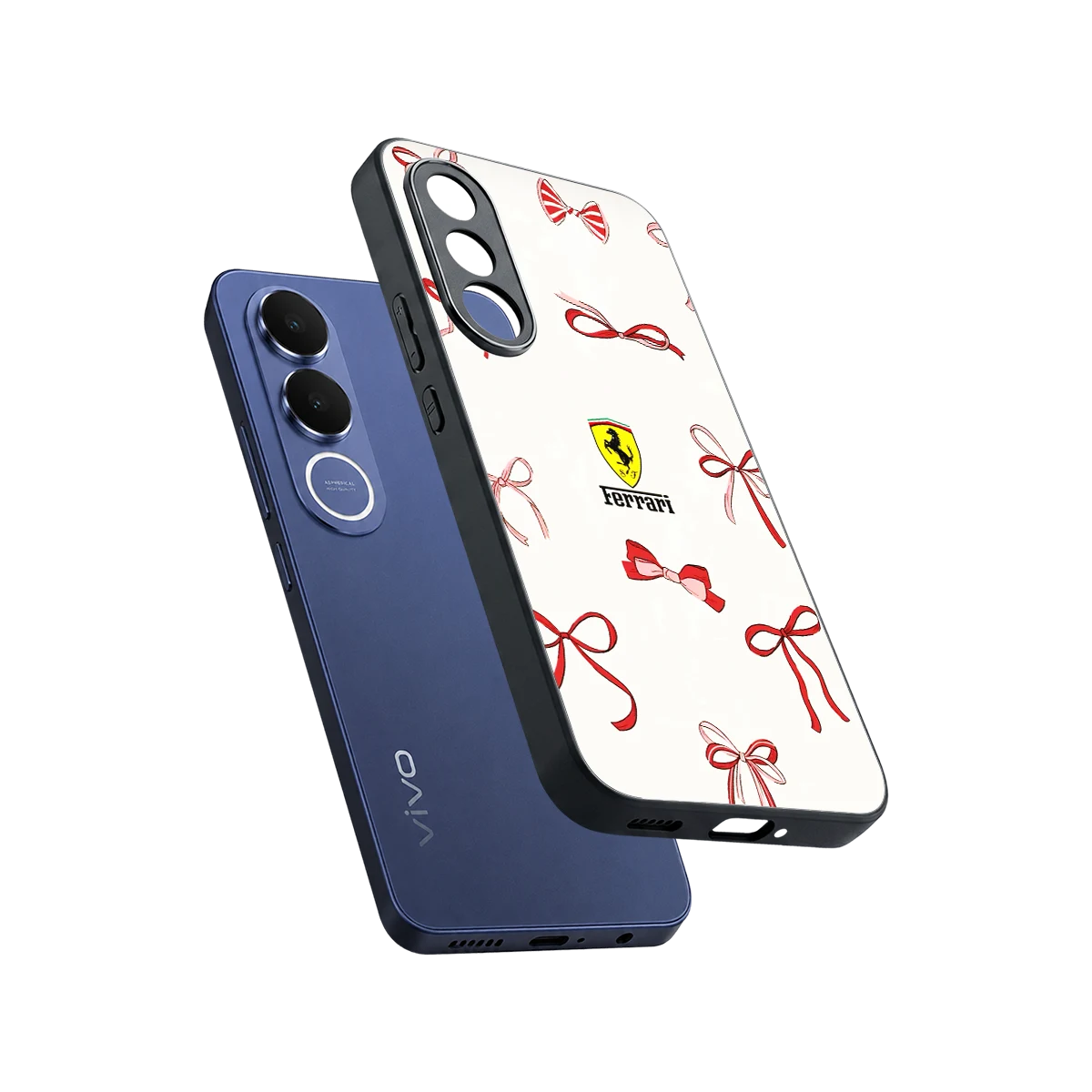 SF X Bows sleek vivo v70 fe cover with tempered glass back and TPU edges