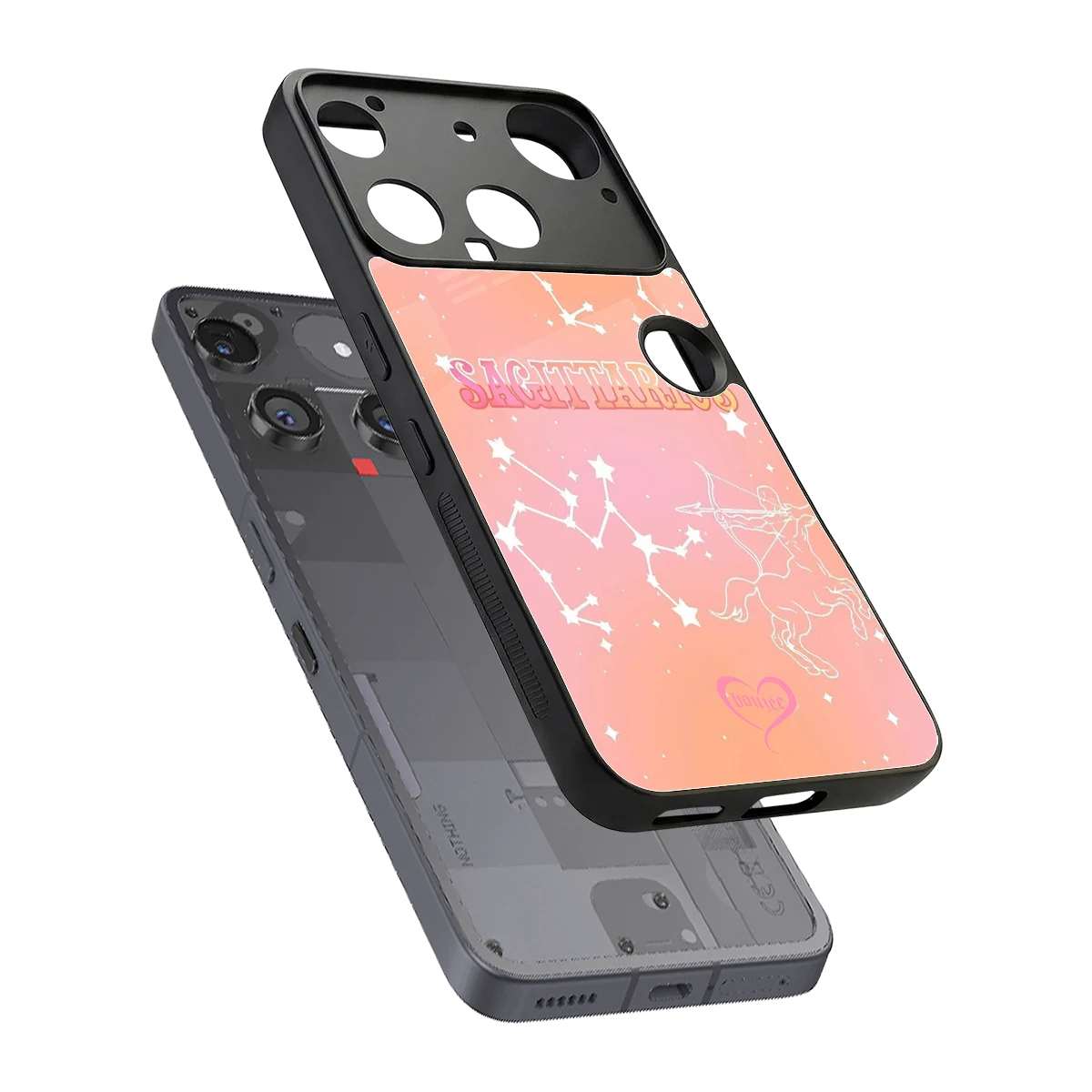 Sagittarius Aura sleek nothing phone 3 cover with tempered glass back and TPU edges