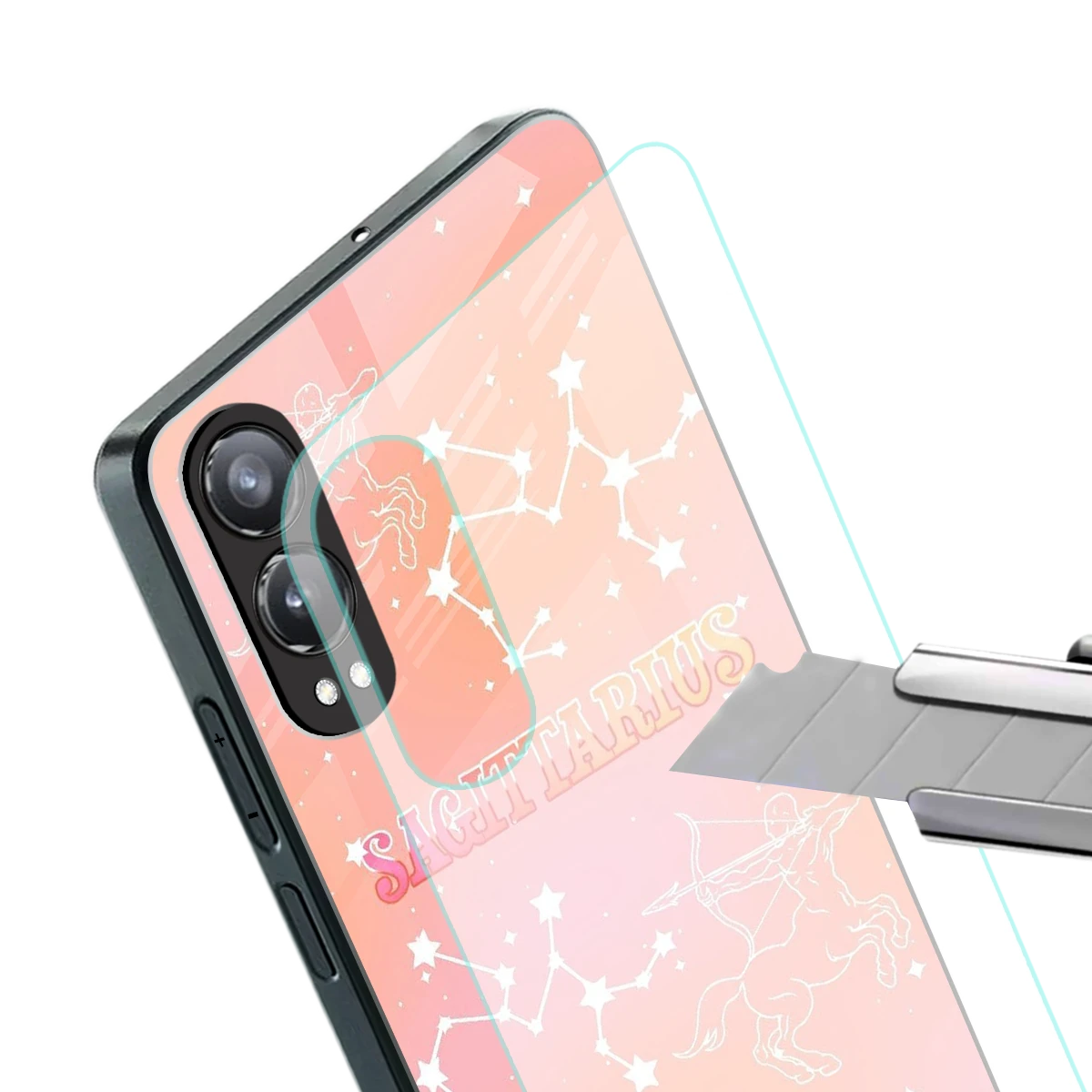 Sagittarius Aura stylish phone case for oneplus nord ce 4 lite | glossy glass and slim fit