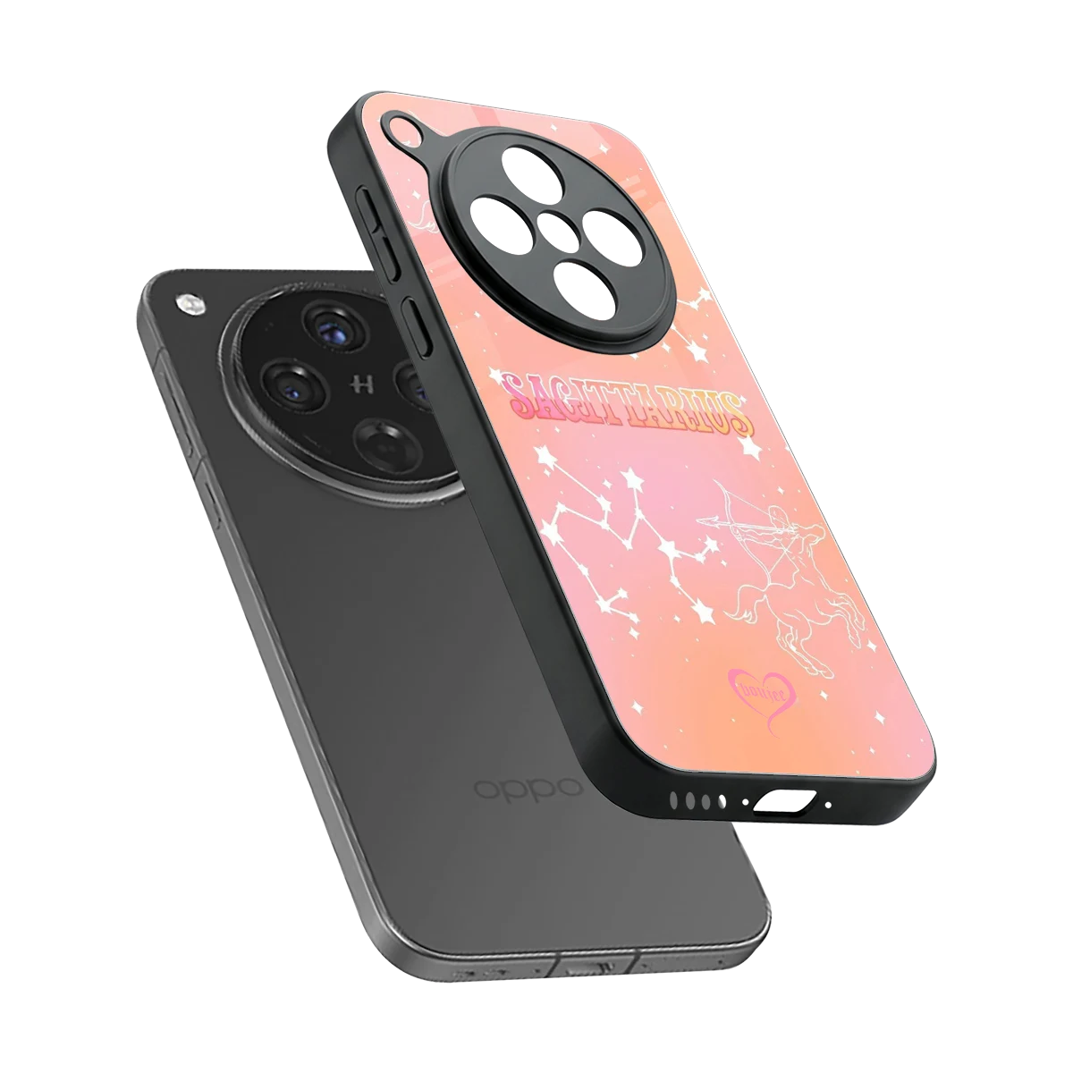 Sagittarius Aura sleek oppo find x8 cover with tempered glass back and TPU edges