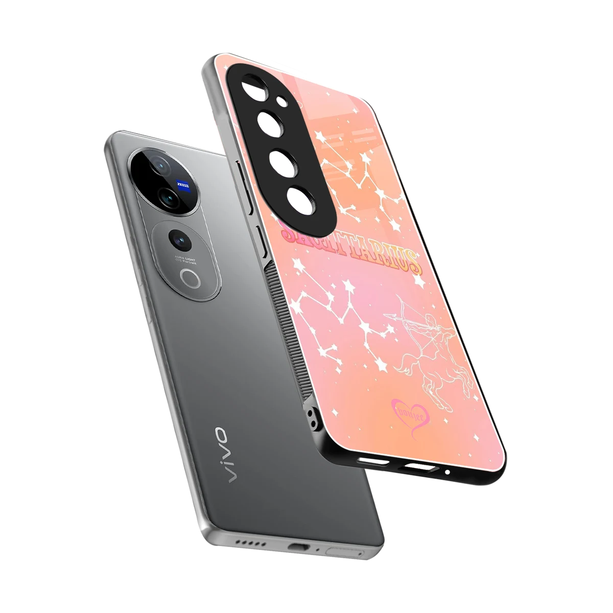 Sagittarius Aura sleek vivo v40 pro cover with tempered glass back and TPU edges